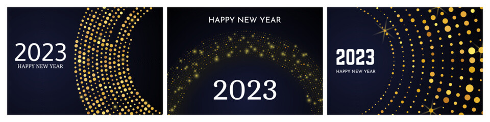 2023 Happy New Year of gold glitter pattern