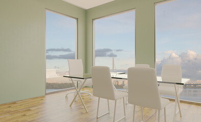 Elegant office interior. Mixed media. 3D rendering.