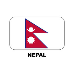 Obraz premium Oficial national flags of the world. Nepal country. Design rectangular. Vector Isolated on a blank background which can be edited and changed colors.