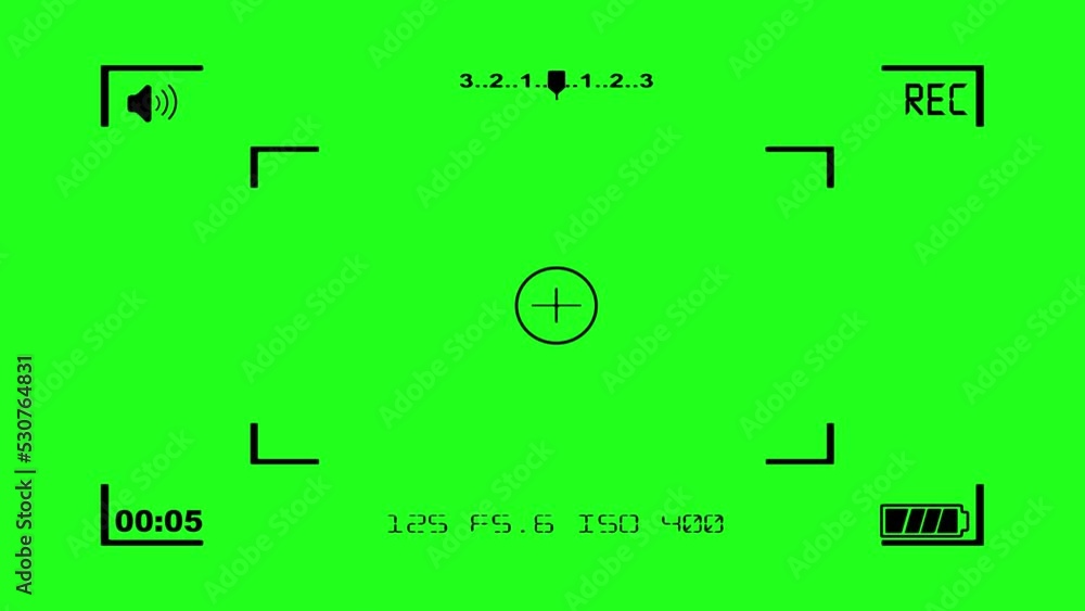 Poster camera viewfinder animation recording a video in green screen. camera frame viewfinder screen of vid