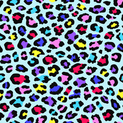 Fototapeta na wymiar animal print. rainbow leopard seamless pattern. animal spots background. good for fabric, wallpaper, backdrop, fashion, dress, textile.