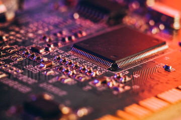 Shortage of chips in car manufacturing. Industrial line for the production of electronic circuit...