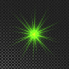 Green glowing sparkling star