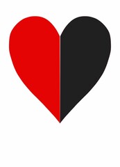 Red and black colour heart icon with white background 