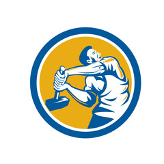 Union Worker Strike With Sledgehammer Retro