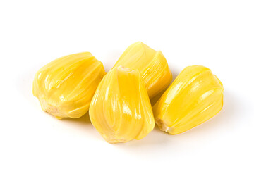 fresh ripe jackfruit peeled fruit isolated on white background.