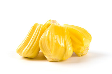 fresh ripe jackfruit peeled fruit isolated on white background.