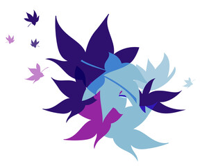 Beautiful autumn purple and blue leaves background