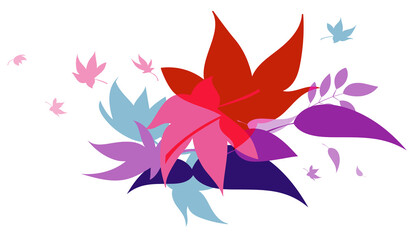 Fototapeta premium Beautiful autumn red, purple and blue leaves background