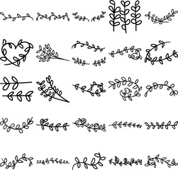 Vines Hand Drawn Doodle Line Art Outline Set Containing vine, vines,  liana, climber, creeping plant, creeper, trailing plant, leaves, plants