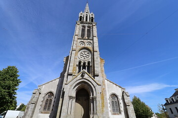 Fototapeta na wymiar Eglise Saint Melaine, village de Moëlan sur Mer, département du Finistere, Bretagne, France