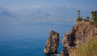 picturesque Mediterranean coast off Antalya. travel to turkey, old town Kaleci. discover...