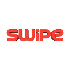 swipe, text.3d text of a red color 
