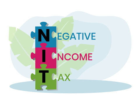 Vector website design template . NIT - Negative Income Tax acronym. business concept. illustration for website banner, marketing materials, business presentation, online advertising.