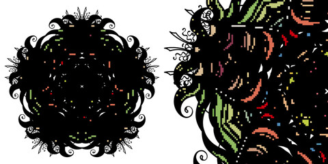 Magic cross. Circular mandala pattern for coloring, henna, tattoo, mehndi, books, decoration. Ornate decorative ornament in ethnic oriental style