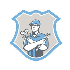 Refrigeration Air Conditioning Mechanic Shield Retro