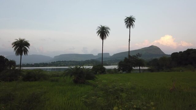 Picturesque View Of Trimbakeshwar Mountain Range In Nashik, India. wide