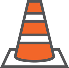 Safety cone icon. Road construction color symbol
