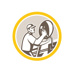 TV Satellite Dish Installer Retro Circle