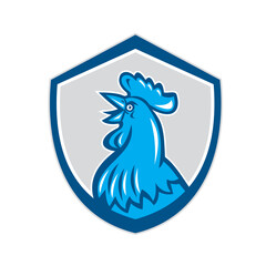 Chicken Rooster Head Crowing Shield Retro