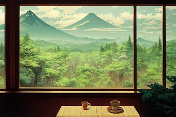 view from the window of a house. Natural landscape