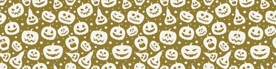 Design of Halloween pattern with funny pumpkin lanterns. Banner. Vector