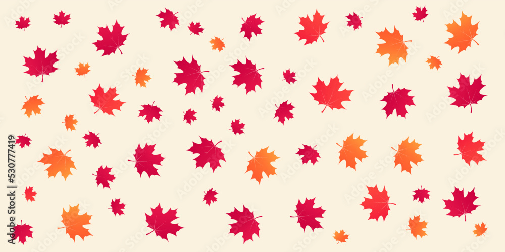 Aufkleber retro style texture of many colorful fallen maple leaves of various sizes - pattern background desig