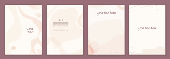 Set poster copy space.Creative pink modern template set in minimalist style with curved shapes. Backgrounds leaflet brochure covers or web pages with trendy colors for corporate identity