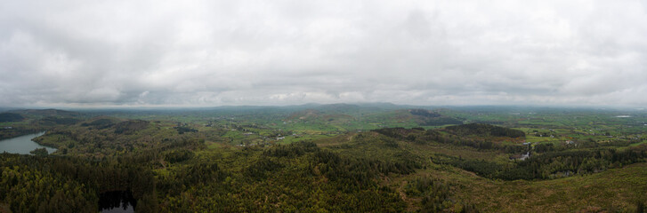 aerial panoramic view of summer countryside, Northern Ireland