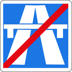 Panneau routier: Fin de section d'autoroute