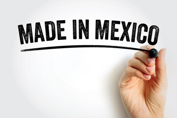 Made in Mexico text with marker, concept background