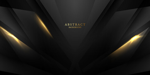 Abstract modern design black background with luxury golden elements vector illustration. - obrazy, fototapety, plakaty