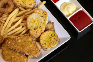 homemade garlic bread on table