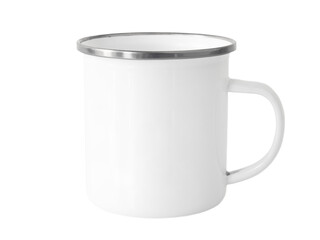 White blank metal cup mockup on transparent background