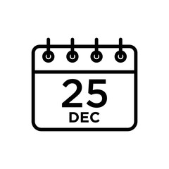 calendar 25 december icon vector design temp[late