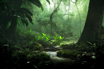 Gr&uuml;ne H&ouml;lle: Fluss in einem tiefen Dschungel