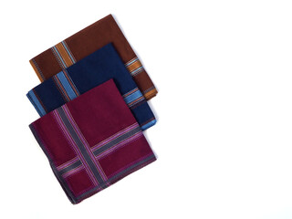Set of handkerchiefs for men on white background