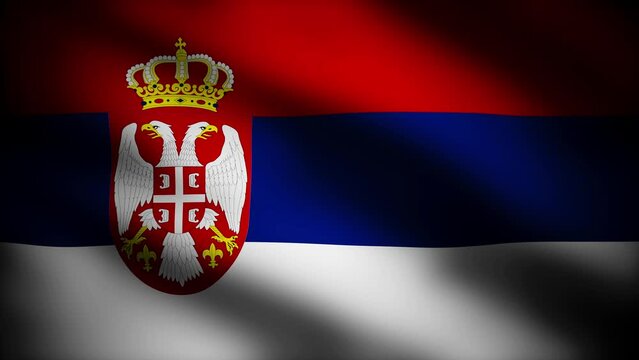 the flag of serbia blowing in the wind as a realistic background	
