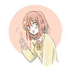 人差し指をさす女子学生