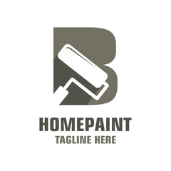 Letter B House Painting Logo Design Template Inspiration, Vector Illustration.