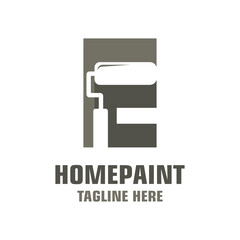 Letter E House Painting Logo Design Template Inspiration, Vector Illustration.