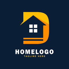 Letter D House Logo Design Template Inspiration, Vector Illustration.