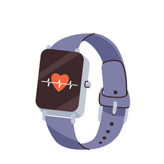 Smart watch, fitness tracker vector illustration with heart rate