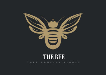 Bee logo design vector, bug bee design.