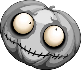 Glasschilderij Draw Pompoen Monster Halloween Griezelig Leuk en grappig stripfiguur geïsoleerd op transparante achtergrond
