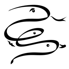 abstract symbol, snake, fish and bird, sky, earth and water, fauna, black logo