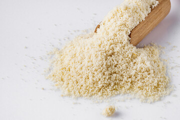 almond flour on a white acrylic background