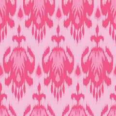 Pink color digital ikat pattern for fabrics - traditional Uzbek ornament for silk fabrics. Textile product. Uzbekistan culture. 