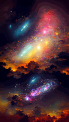 colorful nebular galaxy stars and clouds as universe