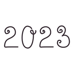 Creative numbers 2023. Happy New Year. Vector logo design on a transparent background.
